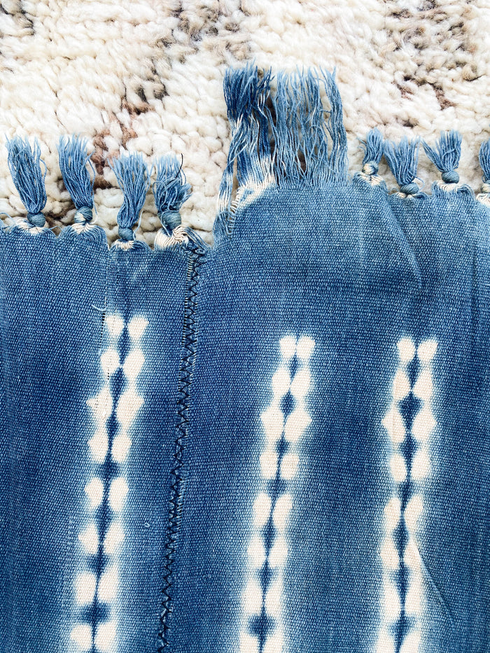 West African Mali Shibori Indigo Throw XIV