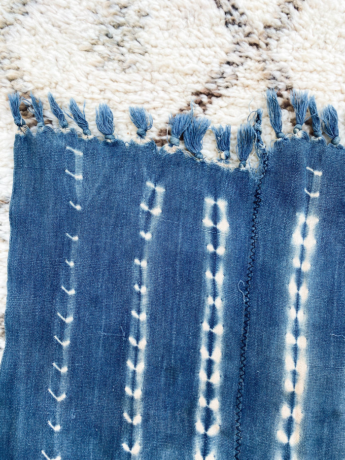 West African Mali Shibori Indigo Throw XIV