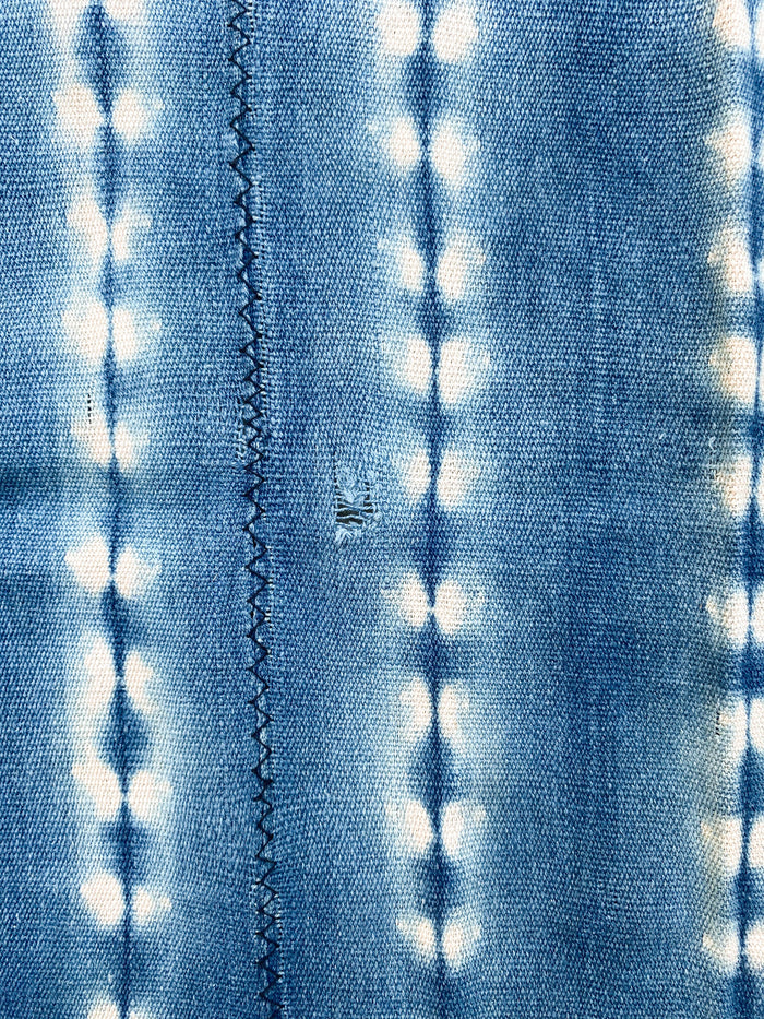 West African Mali Shibori Indigo Throw XIV