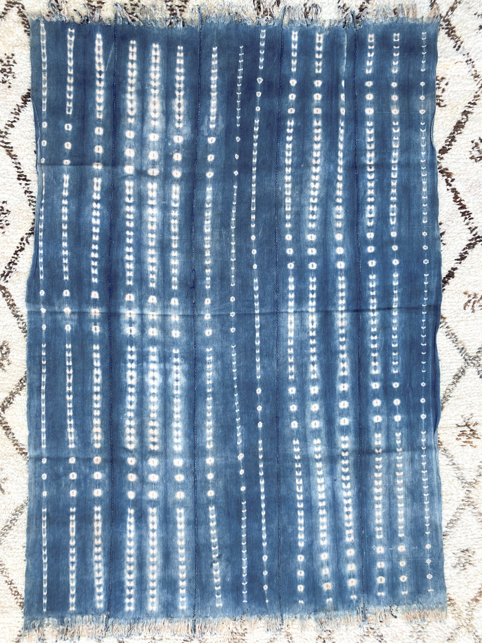 West African Mali Shibori Indigo Throw XV