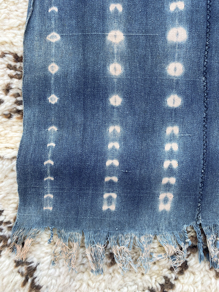 West African Mali Shibori Indigo Throw XV