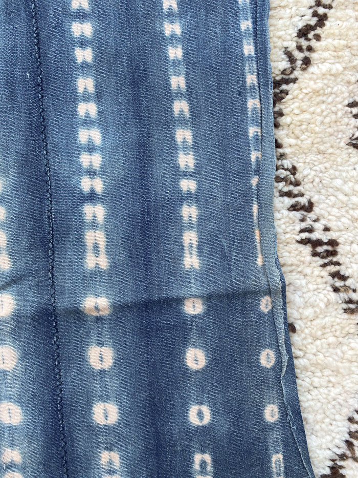 West African Mali Shibori Indigo Throw XV