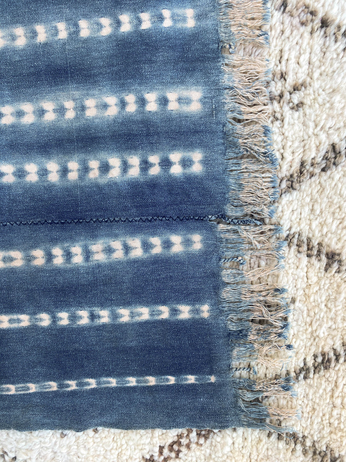West African Mali Shibori Indigo Throw XV