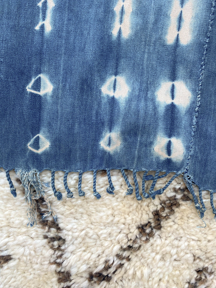 West African Mali Shibori Indigo Throw XVI