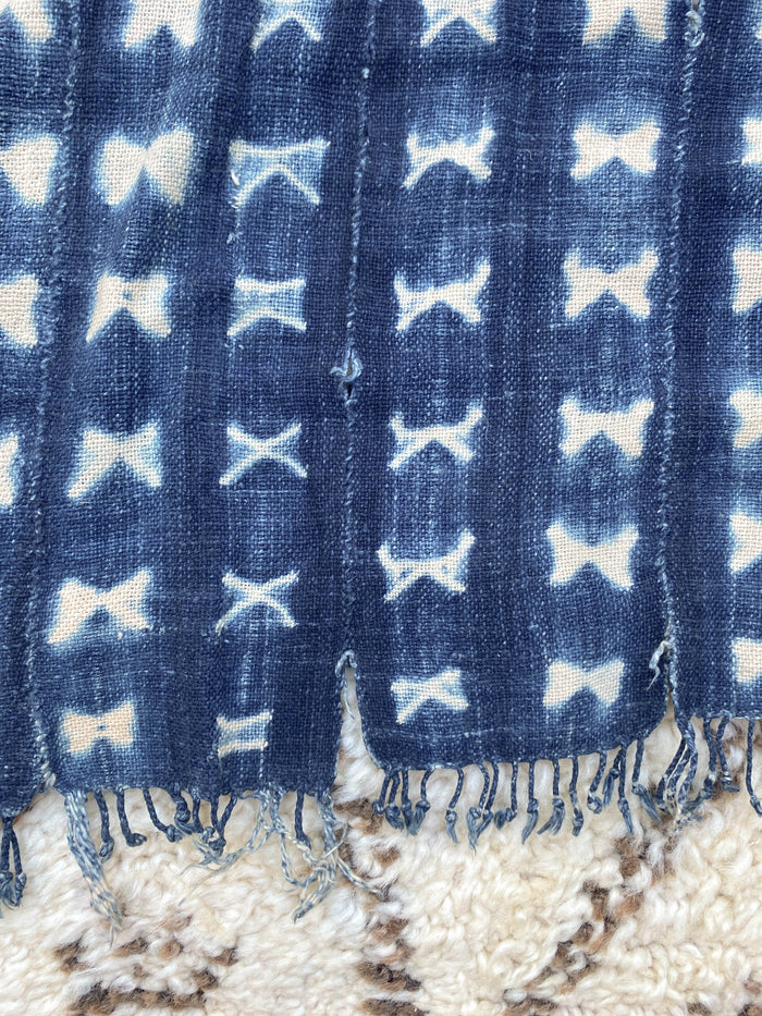 West African Mali Shibori Indigo Throw XVII
