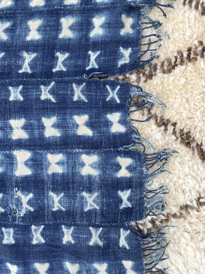 West African Mali Shibori Indigo Throw XVII