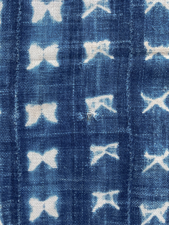 West African Mali Shibori Indigo Throw XVII