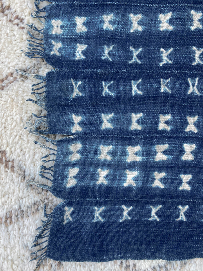 West African Mali Shibori Indigo Throw XVII