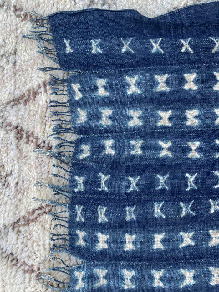 West African Mali Shibori Indigo Throw XVII