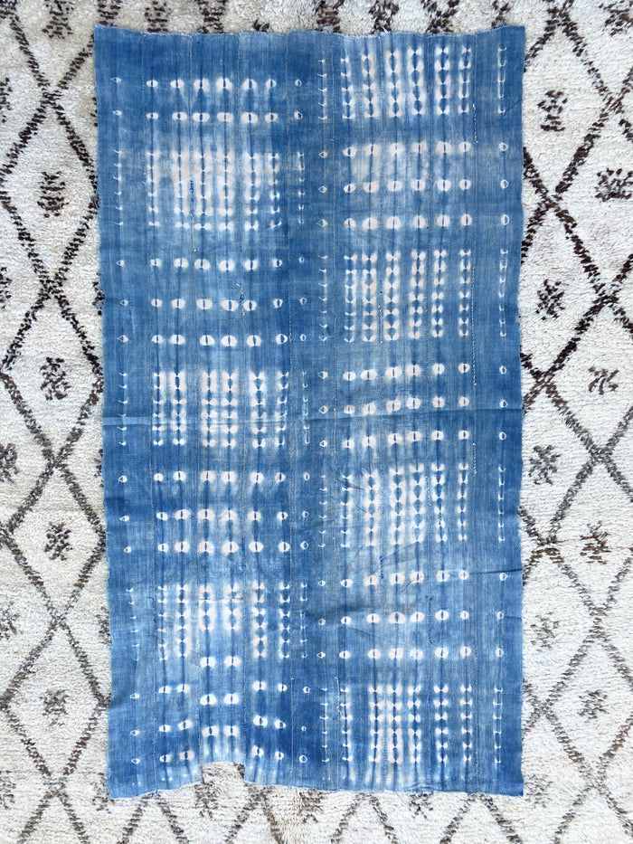 West African Mali Shibori Indigo Throw XXI