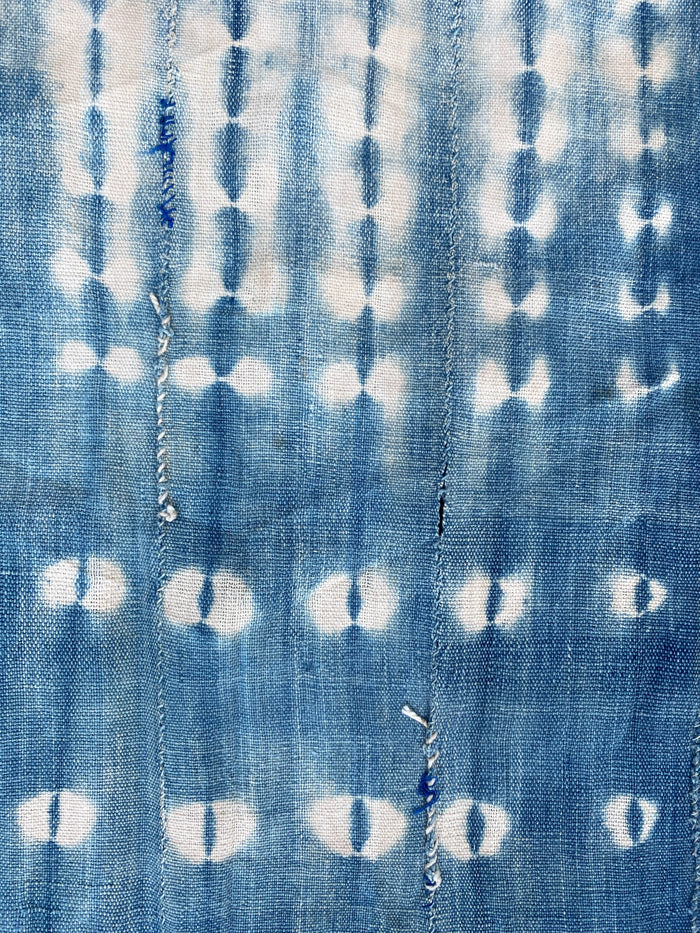 West African Mali Shibori Indigo Throw XXI