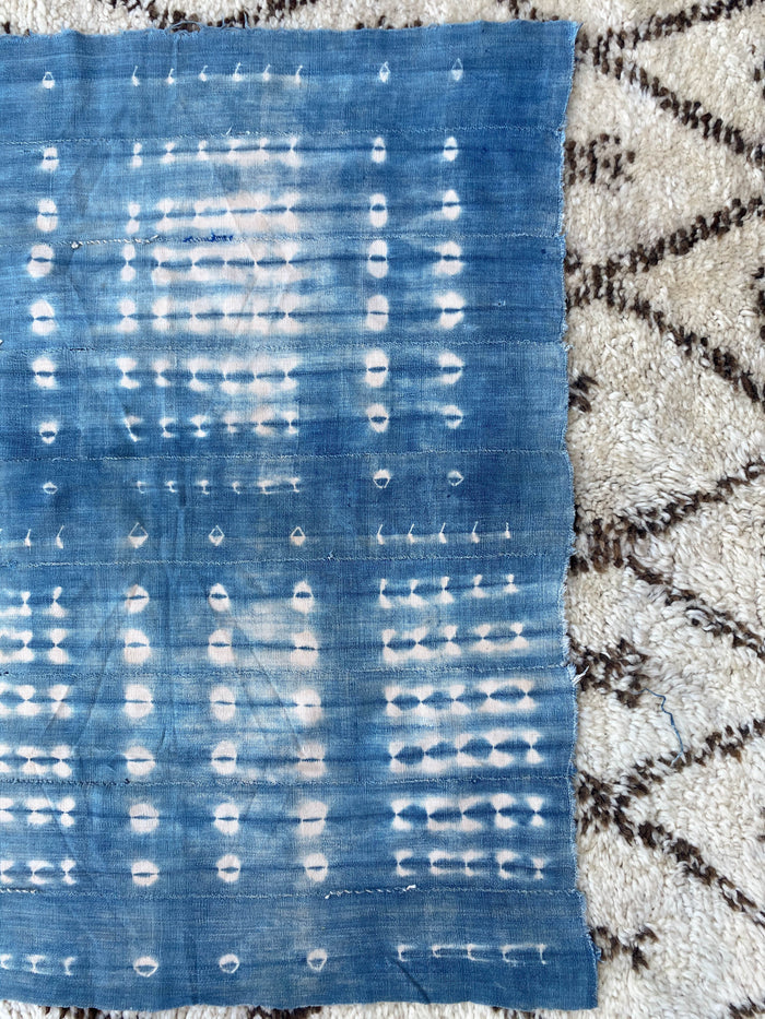 West African Mali Shibori Indigo Throw XXI