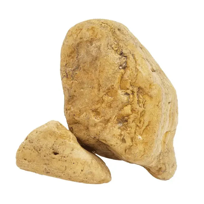 Smooth light tan White Adder Boulder river rock with rounded irregular shape