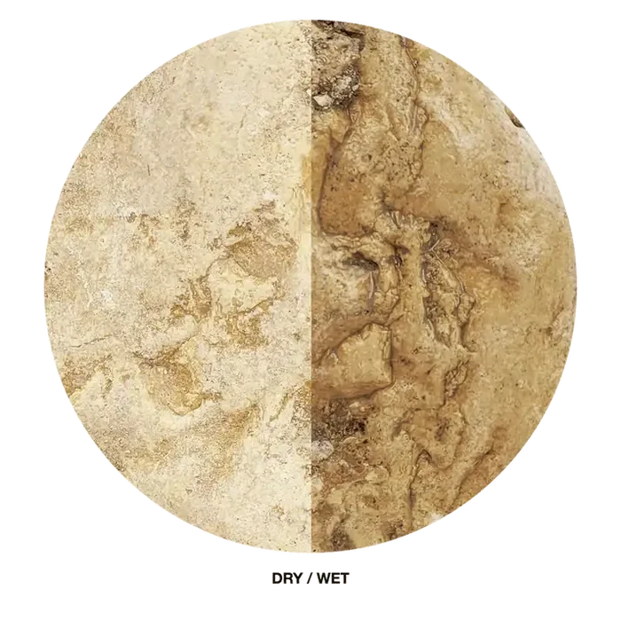 White Adder Boulder circular stone slab with dry wet earthy texture