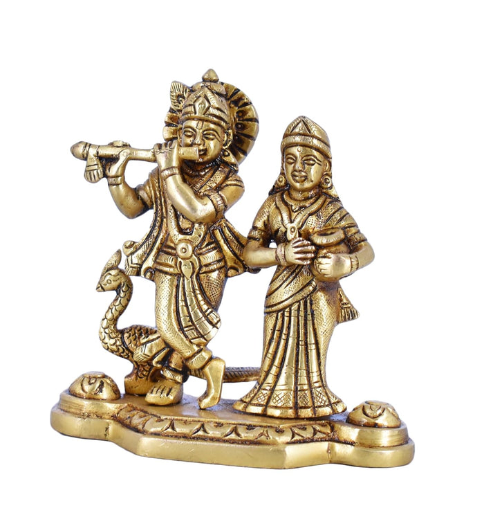 White Whale Radha Krishna Statue Hindu Gods Sculpture Brass