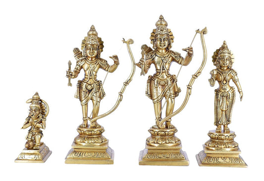 White Whale Ram Darbar - Lord Rama Laxman and Sita Hanuman Brass Statue Religious Sculpture Idol Home Decor