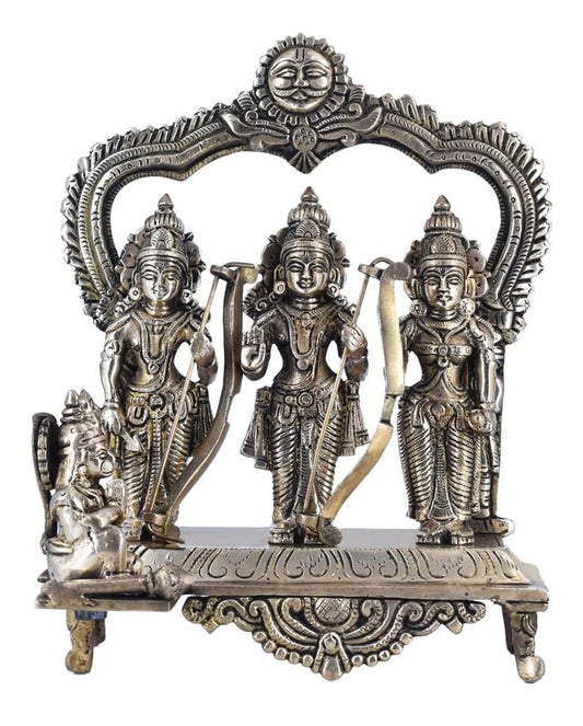 White Whale Ram Darbar - Lord Rama Laxman and Sita Hanuman Brass Statue Religious Sculpture Idol Home Decor