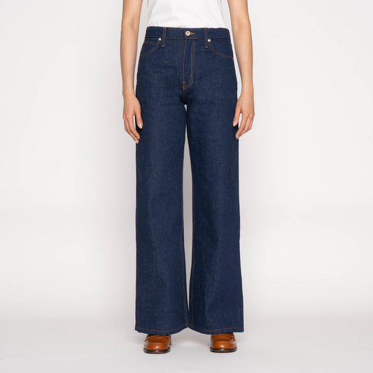 Wide Wild West - 2x1 Dungaree Nep Denim - Mid Indigo by Naked & Famous Denim