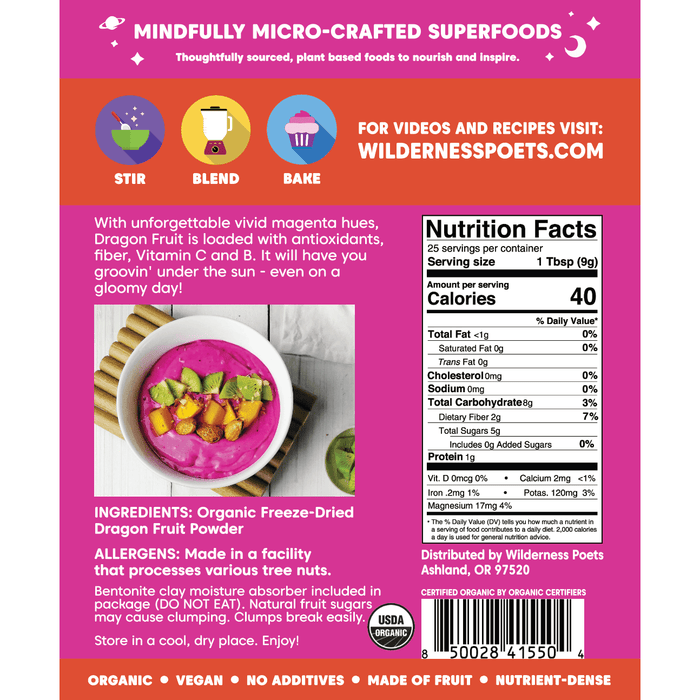 Wilderness Poets - Organic Dragon Fruit Powder - RealLifeHealing