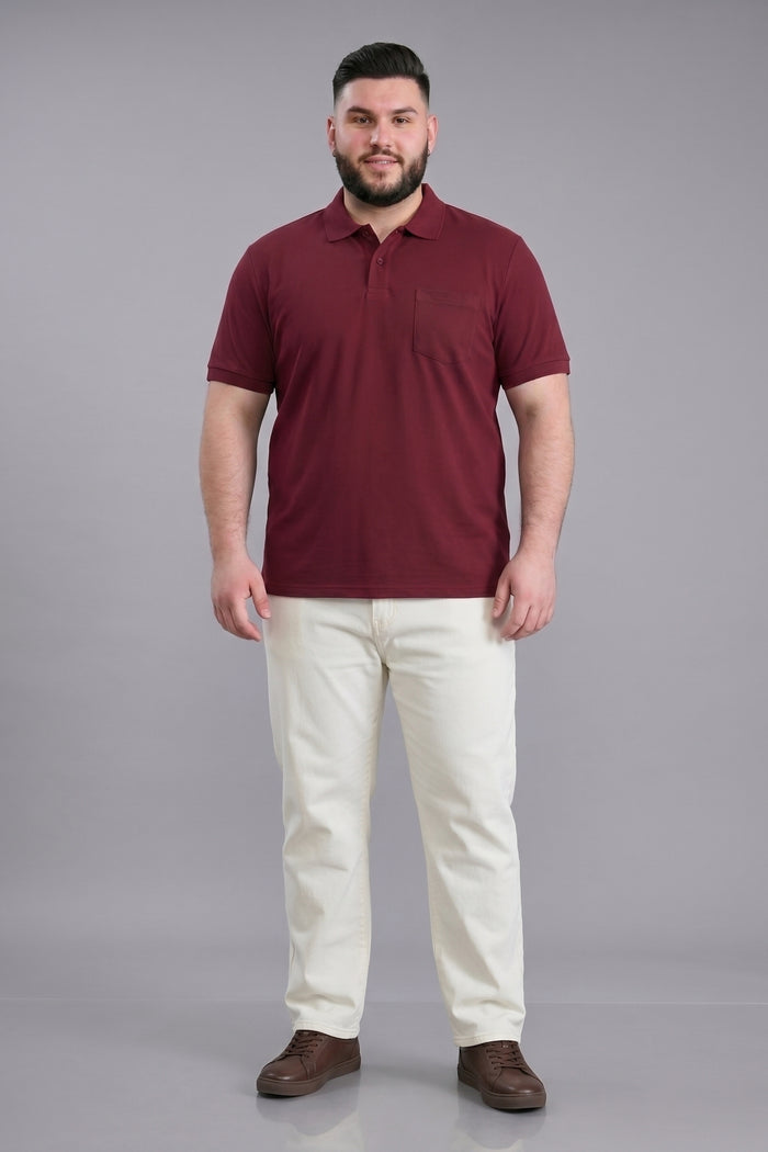 Wine - Zyric Pocket Polo Plus Size