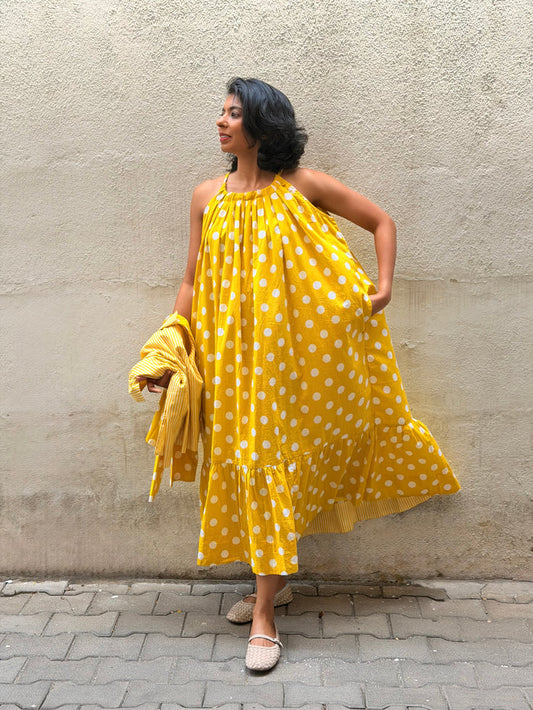 Zephyr Polka Pop Dress - Yellow